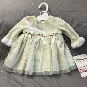 Bonnie Jean/Baby Beautiful Toddler Dress Long Sleeve 3-6M White/cream Color